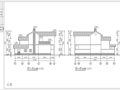 新中式中式别墅建筑 两层新中式别墅 自建房 独栋别墅 平面图 施工图