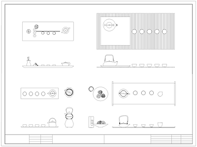 中式厨房设施 中式茶具茶壶 茶壶 茶具 施工图