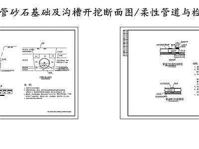 给排水节点详图 基础管道沟槽开挖 管道与检查井连接 基础开挖沟槽回填 施工图