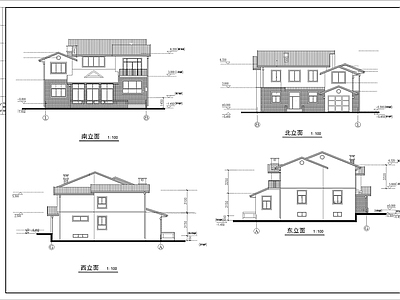 现代别墅建筑 两层现代别墅 自建房 独栋别墅 施工图