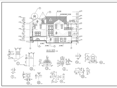 现代简欧别墅建筑 三层现代简欧别墅 自建房 独栋别墅 施工图