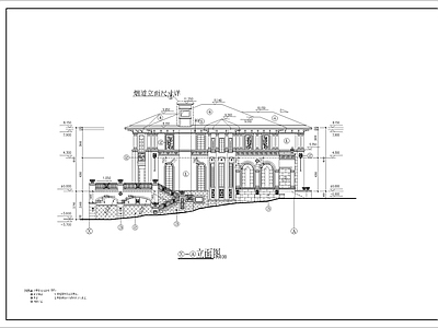 欧式别墅建筑 自建房 独栋别墅 三层别墅 施工图