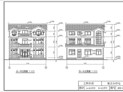 欧式别墅建筑 欧式三层别墅 自建房 独栋别墅 施工图