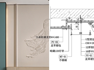 现代墙面节点 墙面硬包节点 施工图