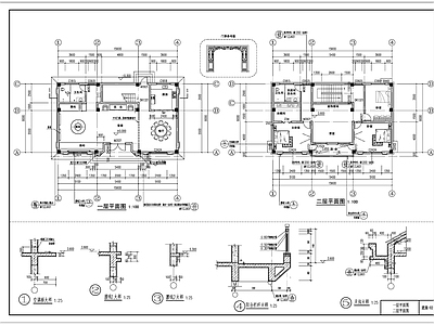 现代别墅建筑 二层乡村别墅建筑 施工图