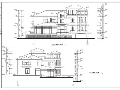 现代别墅建筑 自建房 独栋别墅 三层别墅 施工图