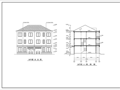 简约别墅建筑 自建房 三层欧式别墅 施工图