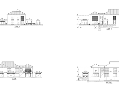 现代别墅建筑 两层现代别墅 自建房 独栋别墅 平面图 施工图