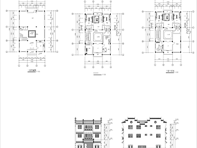 中式新中式别墅建筑 三层中式别墅 自建房 独栋别墅 施工图