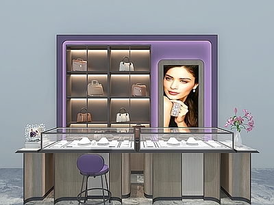 现代珠宝店 珠宝柜台 珠宝展示柜 珠宝边厅 珠宝店