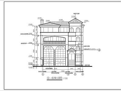 欧式简欧别墅建筑 四层别墅建筑 独栋别墅 自建房 施工图