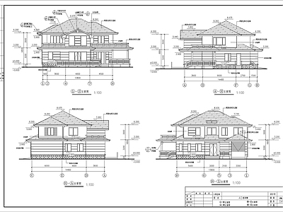 美式别墅建筑 两层美式别墅建筑 自建房 独栋别墅 施工图