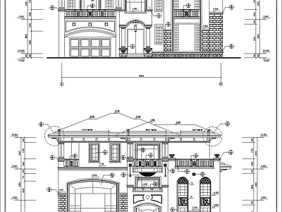 欧式别墅建筑 欧式三层别墅 自建房 独栋别墅 施工图