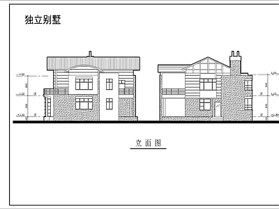 现代别墅建筑 两层别 施工图