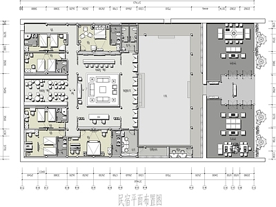 中式民宿 四合院民宿平面图 民宿平面图设计 民宿平面图 民宿餐厅 民宿 施工图