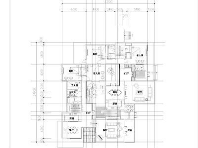 二层别墅带地下室 室内家装平面图 施工图