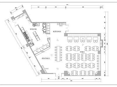 工装平面图 现代工业风 快餐店平面图 施工图