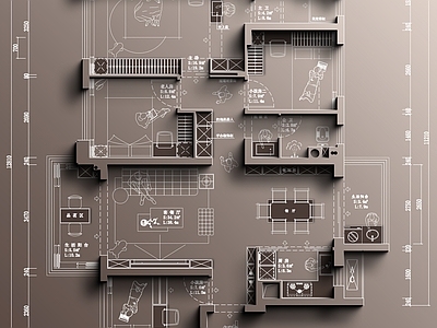 现代整体家装空间 小户型 施工图