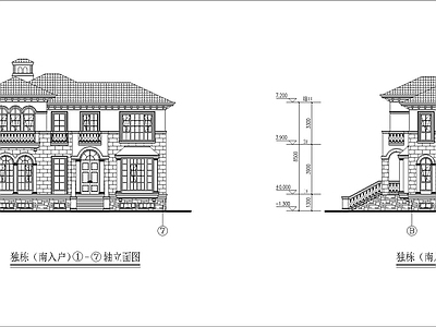 欧式别墅建筑 三层欧式别墅 砖混结构别墅 自建房 施工图