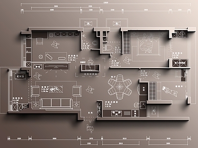 现代整体家装空间 小户型 施工图