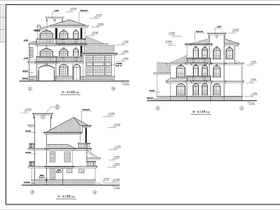 欧式别墅建筑 三层欧式别墅 自建房 独栋别墅 施工图
