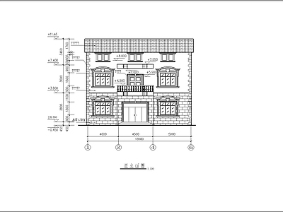 欧式别墅建筑 三层欧式别墅 施工图