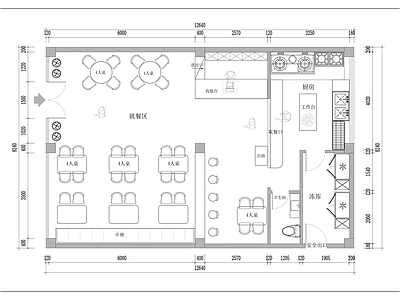 工装平面图 现代简约 茶餐厅平面图 施工图