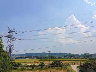 现代风景 白天 农田 背景天空 农村背景 乡村