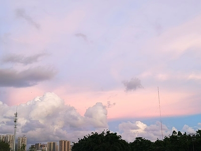 现代风景 夕阳 晚霞 天空 云朵