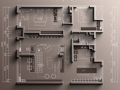 现代整体家装空间 小户型 施工图