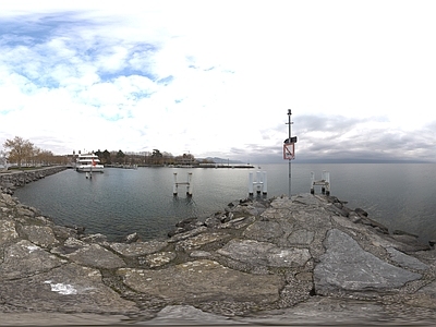 现代复古户外HDR 滨海小城 海边步道 纯净天空 滨海公园