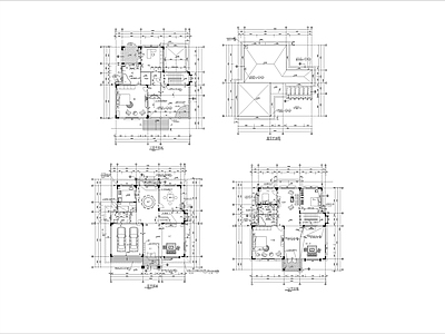 欧式别墅建筑 欧式三层别墅 自建房 独栋别墅 平面图 施工图