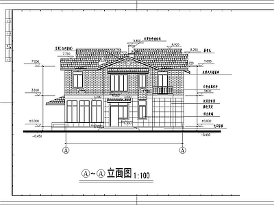 美式别墅建筑 美式二层别墅 自建房 独栋别墅 施工图