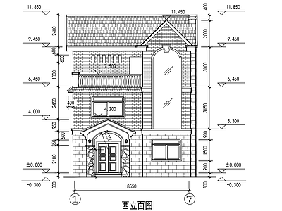 现代别墅建筑 自建房 三层 施工图