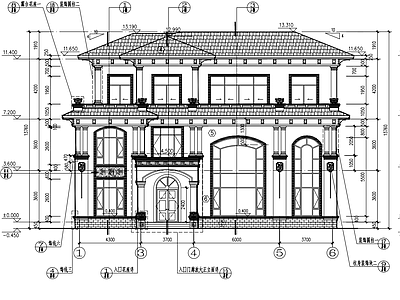 现代别墅建筑 三层别墅 带露台车库 可停2辆车 施工图