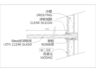 现代其他节点详图 马赛克墙面 玻璃层板 施工图