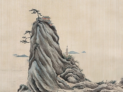 新中式中式挂画 水墨画 国画 古画 风景 水