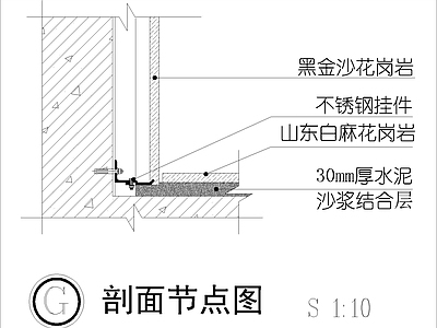 现代其他节点详图 石材地面与墙面 交接节点图 施工图