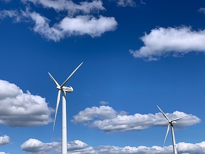 现代风景 自然风景 风车 天空 背景海报