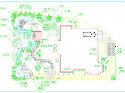 现代新中式庭院 别墅景观设计 施工图