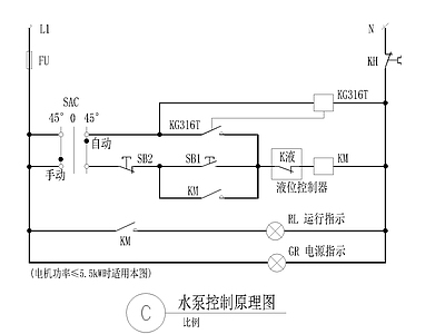 现代景观节点 水泵控制原理图 水泵 水景给排水 水景 系统图 施工图