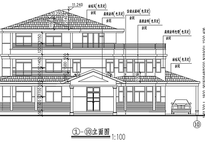 现代别墅建筑 独栋别墅 三层带车库 可停2辆车 施工图