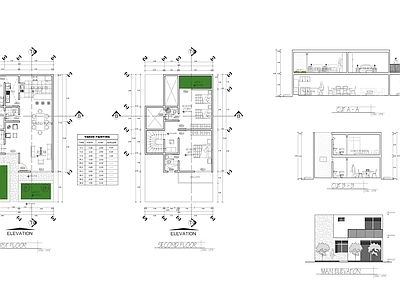 现代住宅楼建筑 现代别墅 施工图