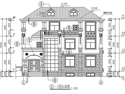 现代别墅建筑 独栋别墅 三层 建筑 施工图