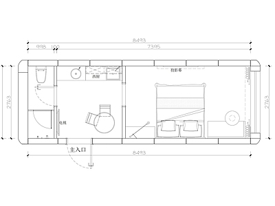 工装平面图 公寓式套间 室内平面图 施工图