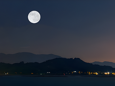 现代风景 夜景 城市夜景 城市月空 月亮 夕阳