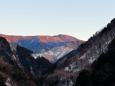 现代极简风景 蓝天天空 山林 湖泊 雪山山脉 山顶景观