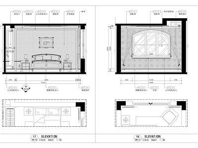 现代卧室 节点大样图 立面图 民宿 别墅 施工图