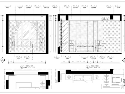 现代卧室 节点大样图 立面图 别墅 民宿 主卧衣帽间 施工图