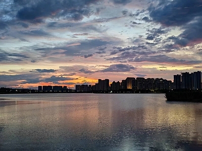 现代风景 夕阳 夜景 城市